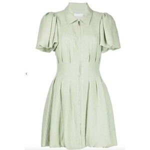 Jonathan Simkhai Callista Zip-front Puff Sleeve Dress size Medium seafoam green